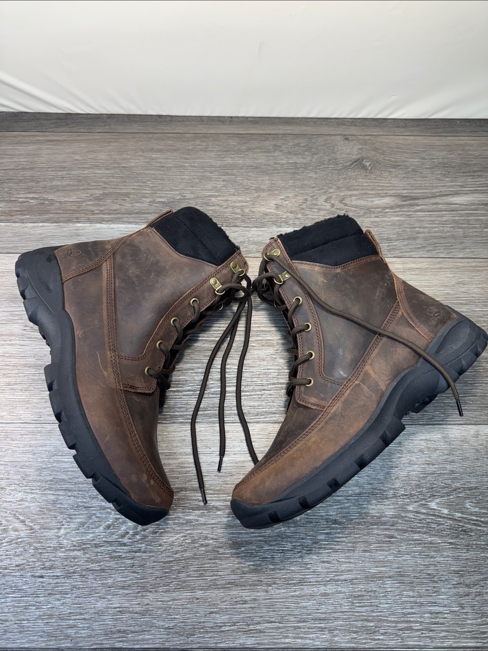 Lands' End Men's Brown Leather Ankle Hiking Boots Sz 10 (h156)